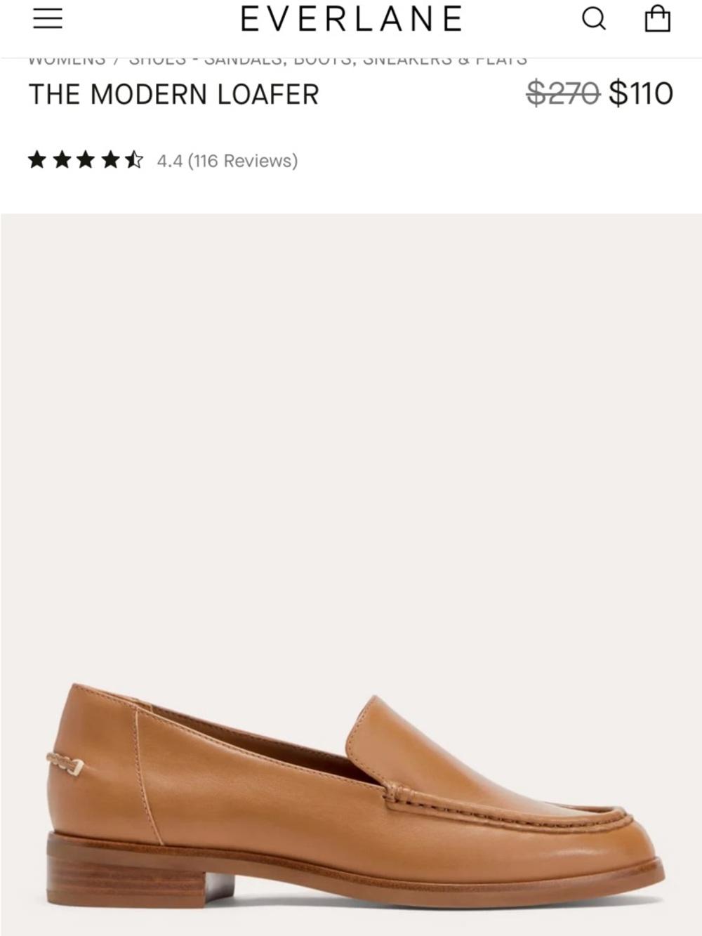 Everlane Women’s The Modern Loafer in tan